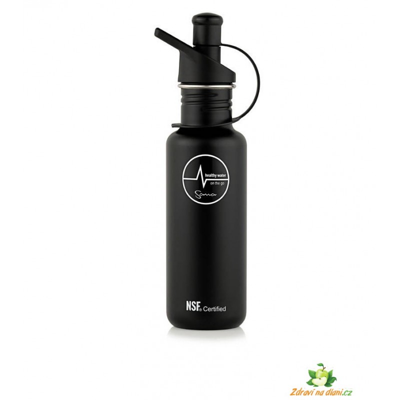 Filtrační láhev Sana 600 ml - barva černá - Nerezová filtrační láhev Sana pro čistou vodu - ORIGINAL Sana