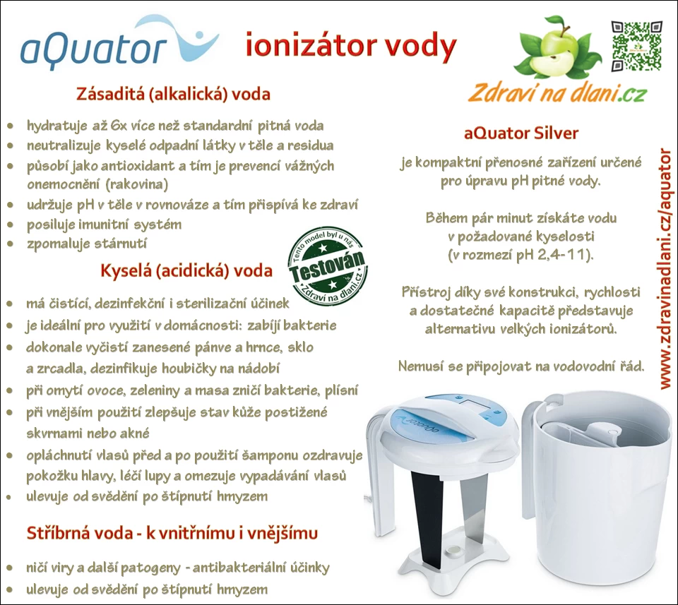 aQuator Silver - ionizátor vody - mění pH pitné vody