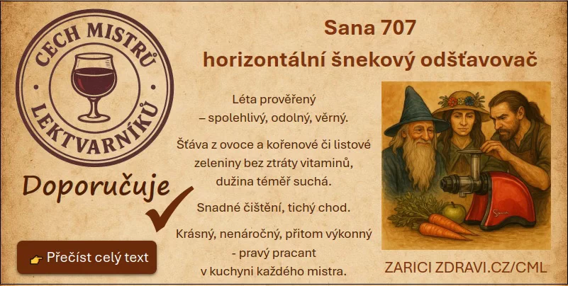 Cech mistrů lektvarníků - Sana 707– luxusní šnekový odšťavňovač ze Zdraví na dlani
