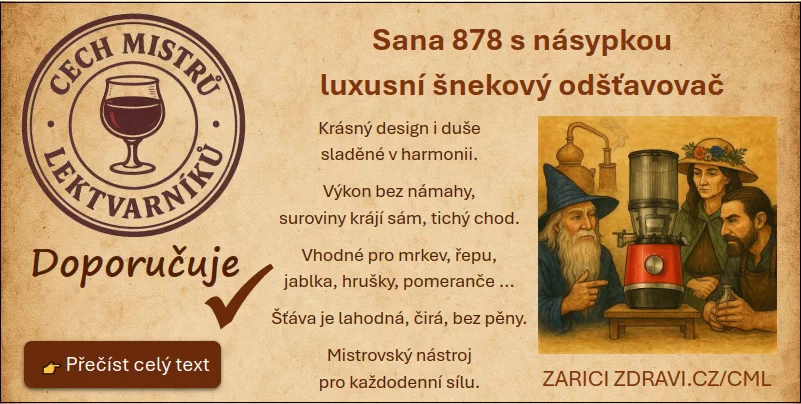 Cech mistrů lektvarníků - Sana 878 s násypkou – luxusní šnekový odšťavňovač ze Zdraví na dlani